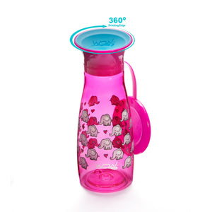 WOW CUP Mini 360 Bottle Twinpack -  Pink Elephants/Green Dinosaurs, 2 x 12 oz/2 x 350 ml