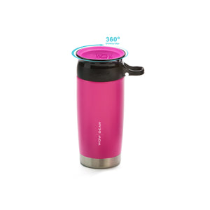 WOW GEAR 360° Double Walled Stainless Insulated Water Bottle - Pink, 13.5 OZ / 400 ML