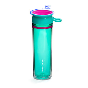 WOW GEAR 360° Double-Walled TRITAN™ Water Bottle - Turquoise, 20 OZ / 600 ml