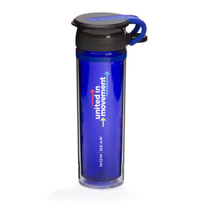 WOW GEAR "UNITED IN MOVEMENT" Spill Free Insulated Water Bottle - Indigo Blue, 20 OZ / 600 ml