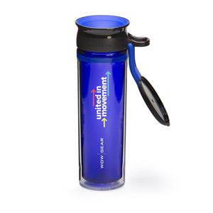 WOW GEAR "UNITED IN MOVEMENT" Spill Free Insulated Water Bottle - Indigo Blue, 20 OZ / 600 ml