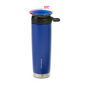 WOW GEAR 360° Double Walled Stainless Insulated Water Bottle - Blue, 22 OZ / 650 ML