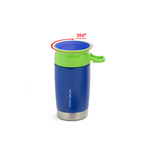 WOW KIDS 360° Sports Water Bottle - Double Walled Stainless Insulated 300 ML / 10 OZ - Blue