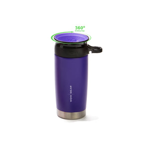 WOW GEAR 360° Double Walled Stainless Insulated Water Bottle - Purple, 13.5 OZ / 400 ML